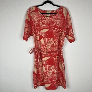 Ichi Red Floral Printed Shirt Sleeve Belted Midi Dress​​​
